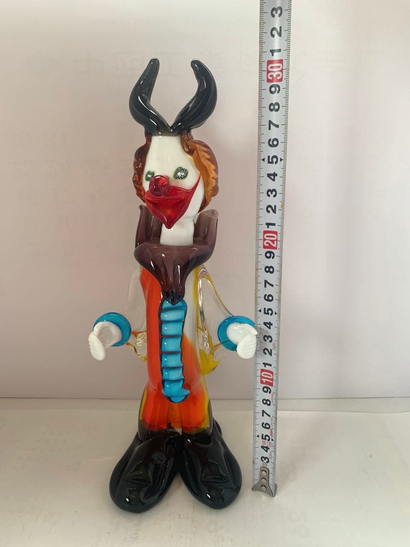 ムラーノ ピエロ 人形 高さ約31cmイタリア ガラス細工 ベネチアンガラス