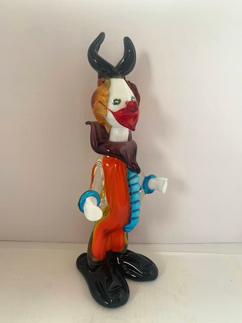 ムラーノ ピエロ 人形 高さ約31cmイタリア ガラス細工 ベネチアンガラス