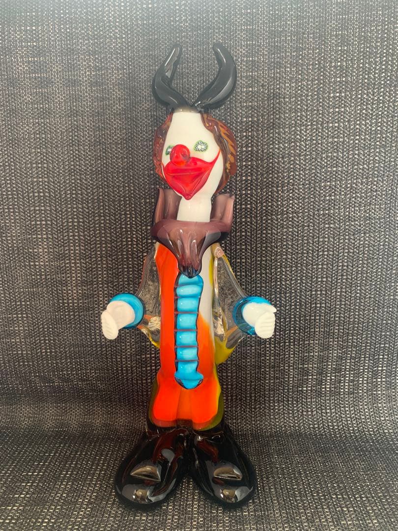 ムラーノ ピエロ 人形 高さ約31cmイタリア ガラス細工 ベネチアンガラス
