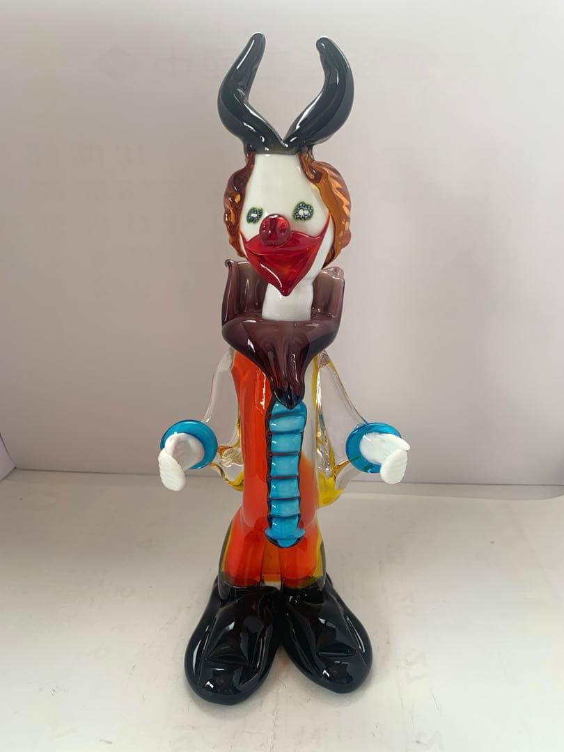 ムラーノ ピエロ 人形 高さ約31cmイタリア ガラス細工 ベネチアンガラス