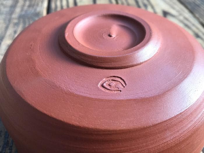 渡辺陶三 無名異焼 朱泥 茶碗 古物 中古 18.04.08-3.