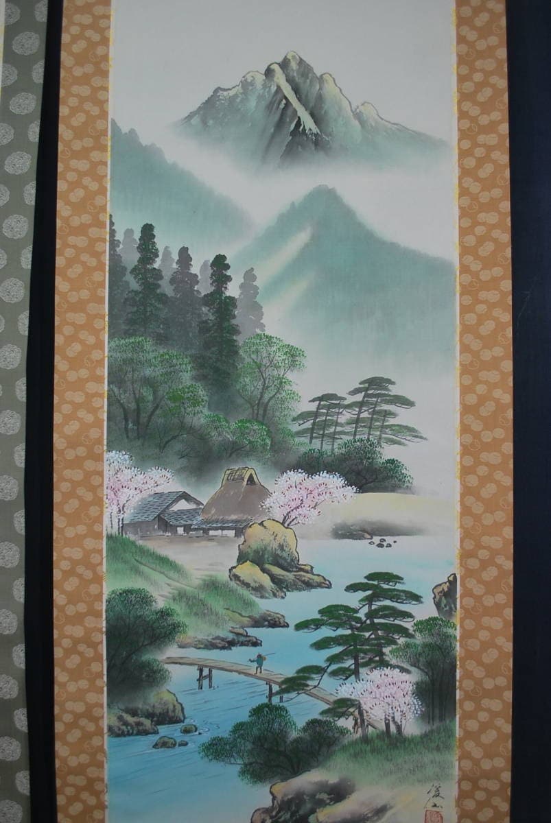 【真作】河内渓仙/春夏秋冬山水図/四幅対/掛軸☆宝船☆V-471 JM