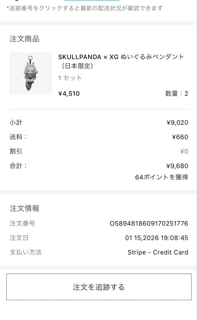 ポップマート スカルパンダ × XG ぬいぐるみペンダント（日本限定）　2個