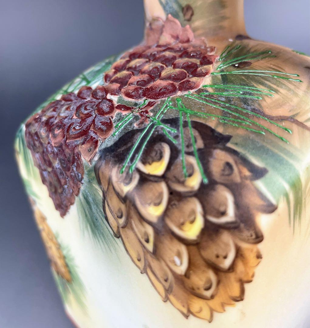 【希少】オールドノリタケ 松ぼっくり紋ウィスキージャグ モールド 盛上げ 松笠