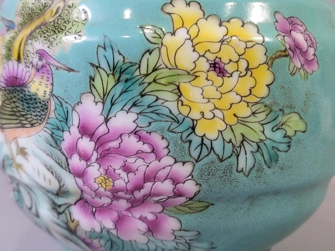 中国 色絵花模様 瓶 DT719