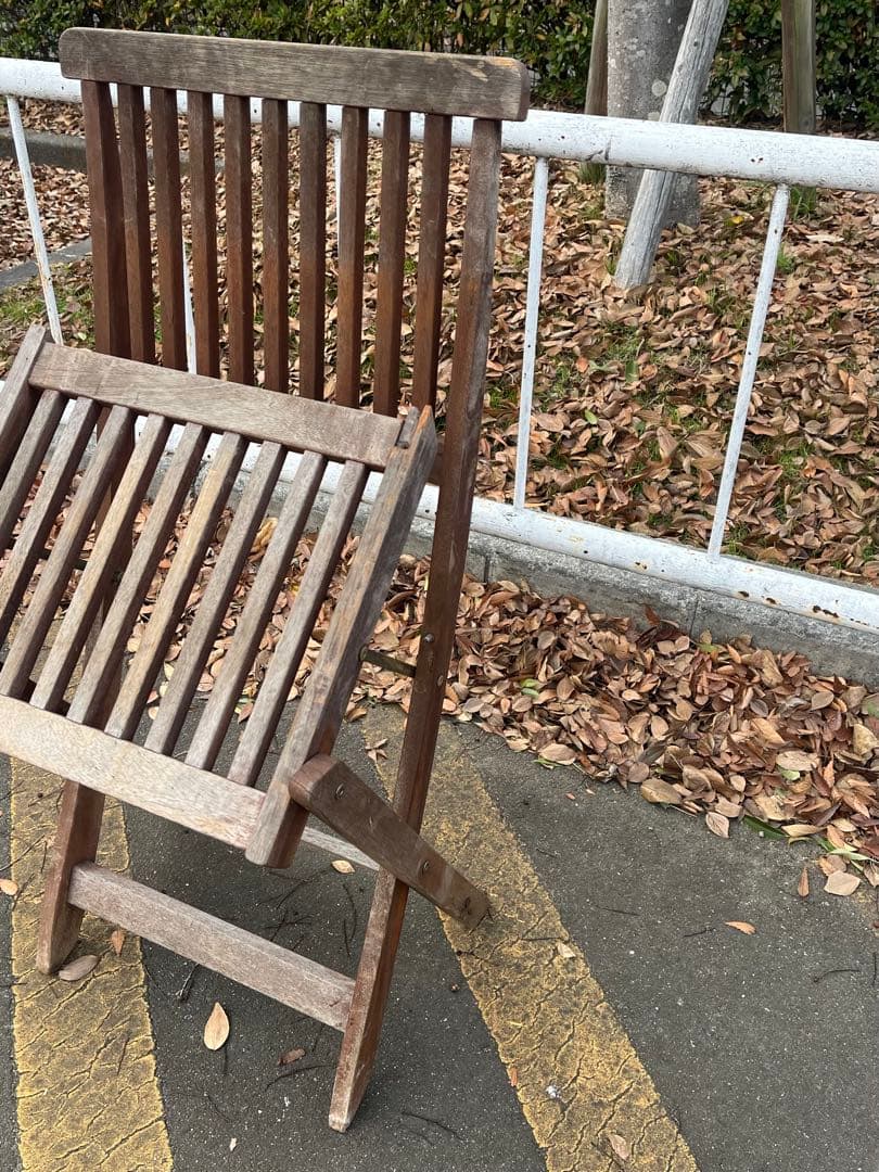 c）ヴィンテージ・ポピュラー折りたたみチェア 木製折りたたみチェア ブラウン