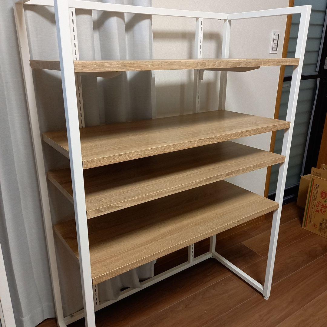 4段オープンシェルフ ホワイト/ナチュラル　什器