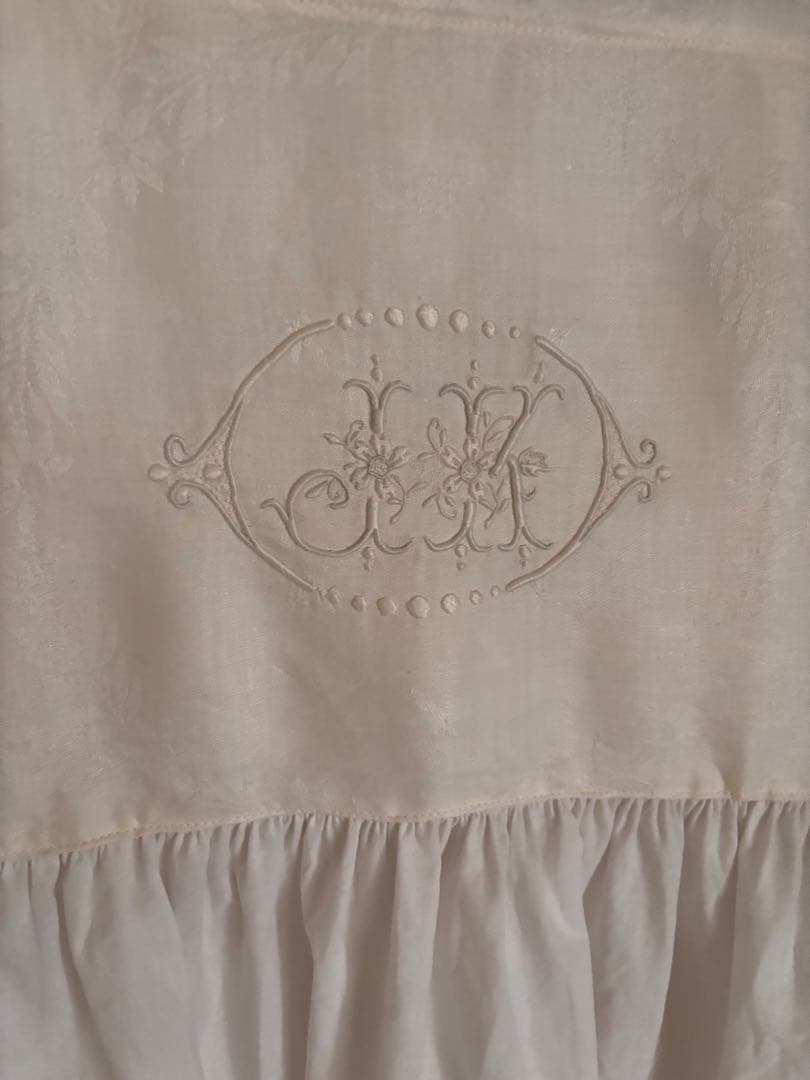 モノグラム　リメイク　カーテン　フランスアンティーク