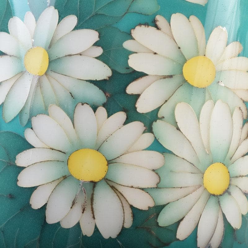 七宝焼　青釉　花文　花瓶　V　8999