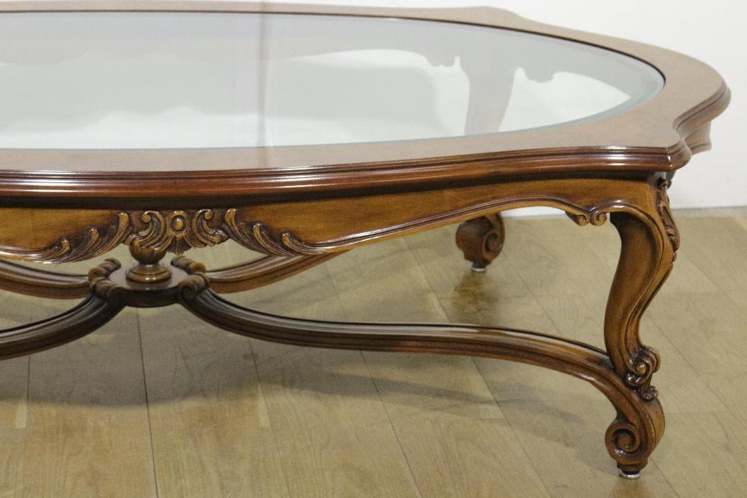 KARGES FUNITURE★木製センターテーブル★ガラス天板★ネコ脚★