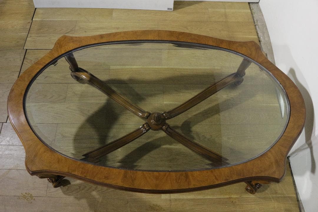 KARGES FUNITURE★木製センターテーブル★ガラス天板★ネコ脚★