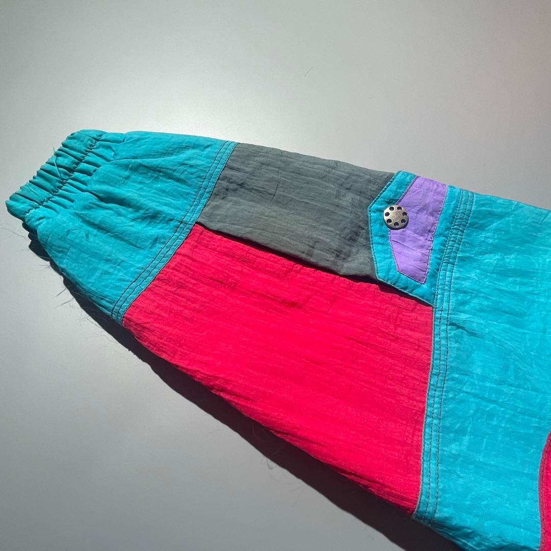 古着 スキーナイロンジャケット 中綿ブルゾン マルチカラー