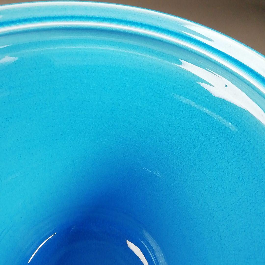 Ｔ７４２　水指　『浅黄交趾　末広』『御室窯』　共箱　茶道具