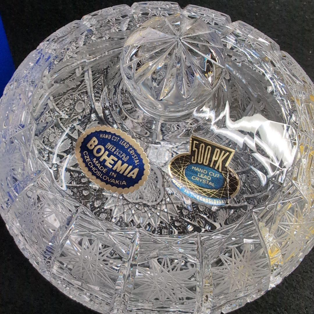 【ボヘミア】高級クリスタル 蓋付きボウル PK500　ハンドメイドカット　ポット