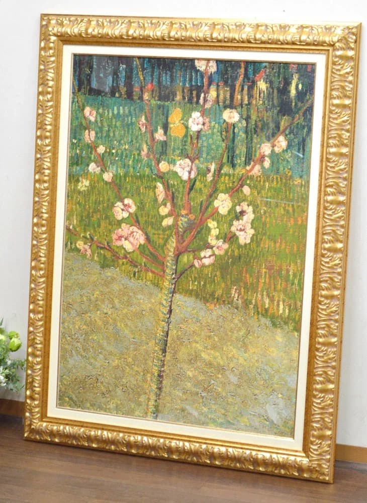 イタリア製　ゴッホ『花咲くアーモンドの木』　額絵　絵画　アート　パネル　壁掛け