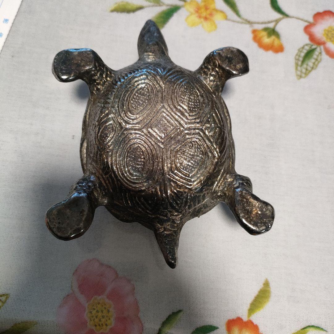 金属製亀の置物 シルバー