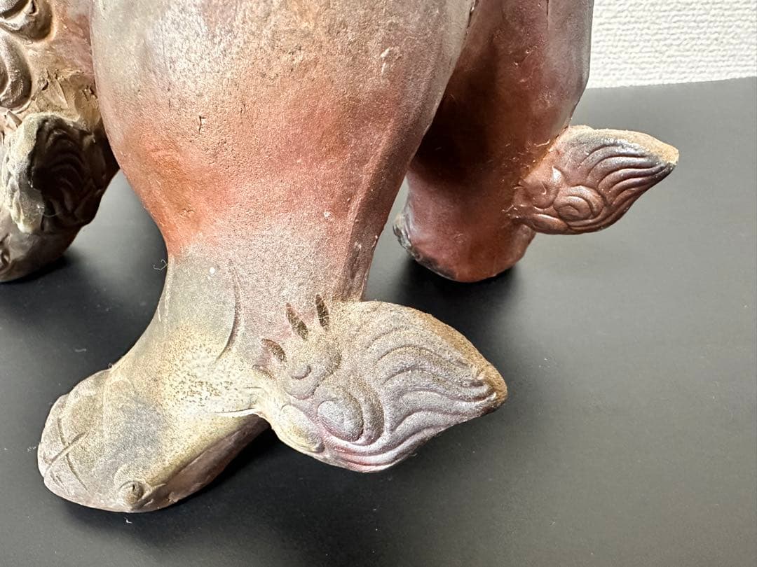 備前焼 唐獅子 置物 木南知加選 在刻銘 時代物 古美術 骨董品 縁起物 極上品
