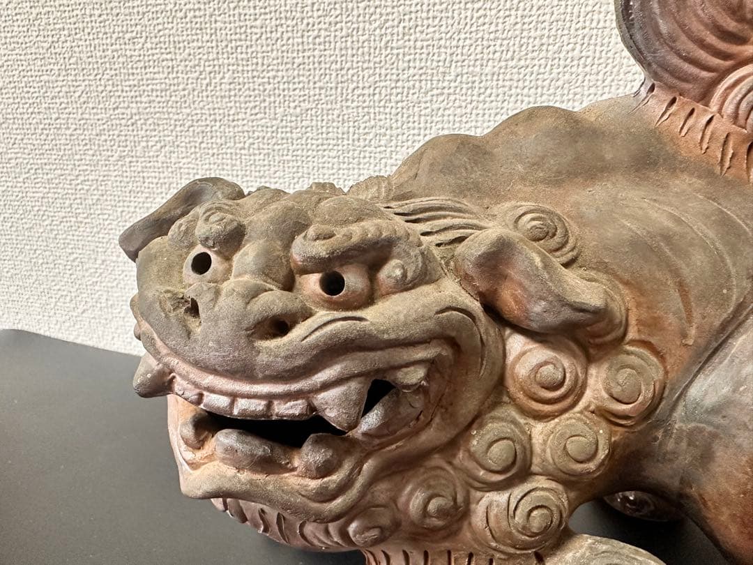 備前焼 唐獅子 置物 木南知加選 在刻銘 時代物 古美術 骨董品 縁起物 極上品