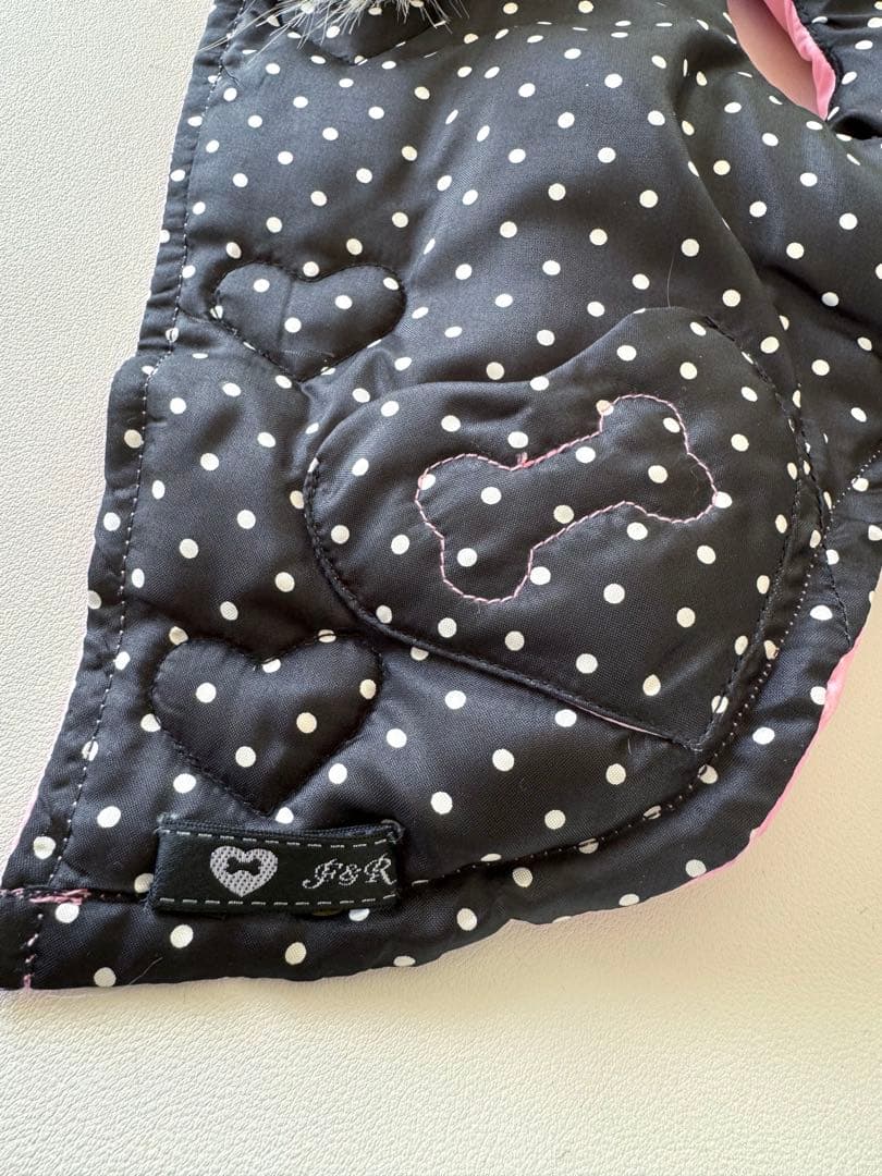 【未使用】フィフィ&ロメオ リバーシブルダウンコート ピンク×黒白水玉 S 軽量