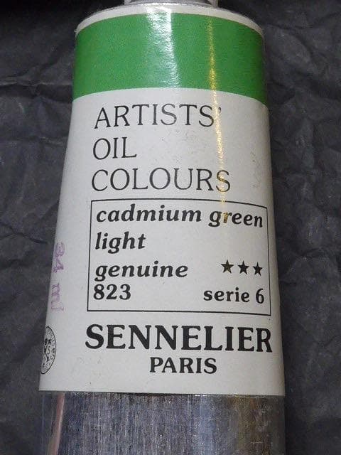 はるち　セヌリエ油絵具４本　カドミウムグリーン　カドミウムレッドほか計４本