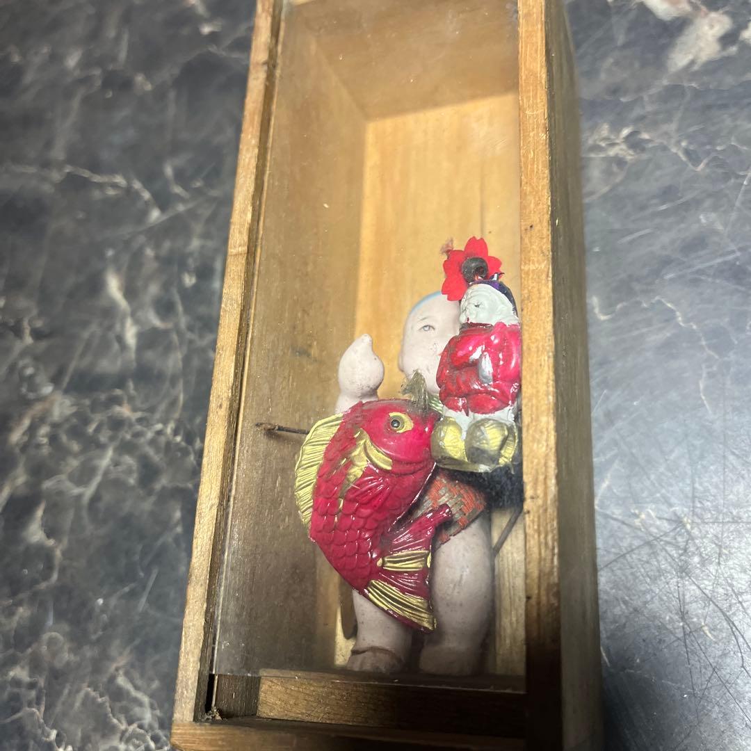 御所人形・江戸時代御所人形、鯛、御台人形・童人形・見立て人形・古いガラスケース入