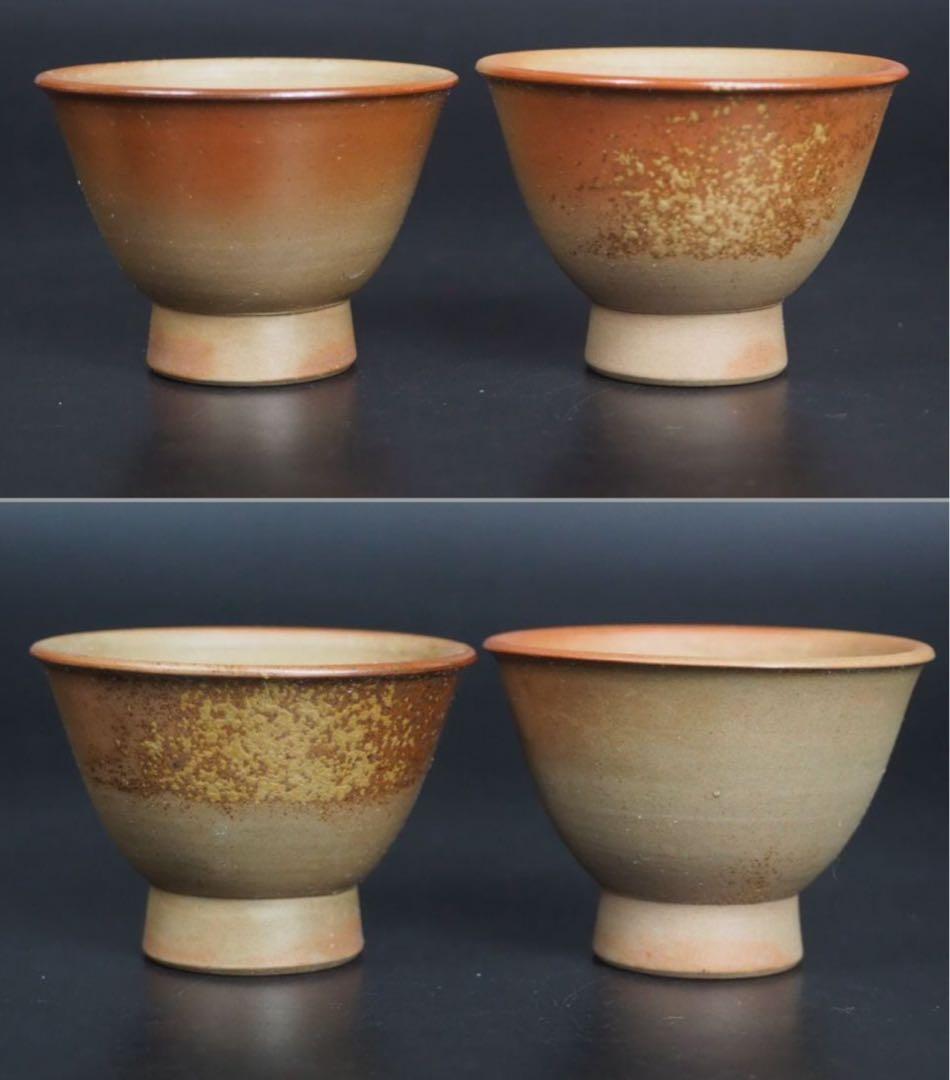 送料無料　陶峰造　備前焼煎茶碗5客　未使用　茶道具 検/楽山紫砂九谷備前萩焼常滑