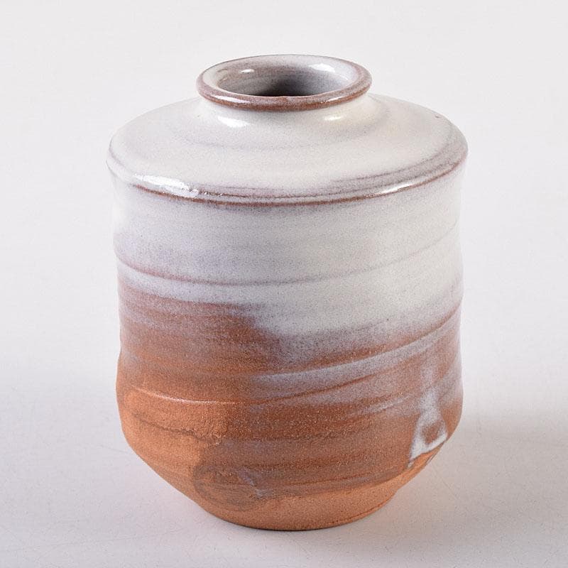 茶道具　萩焼　城山窯　金子信彦作　茶入　仕覆付　共箱　V　8134