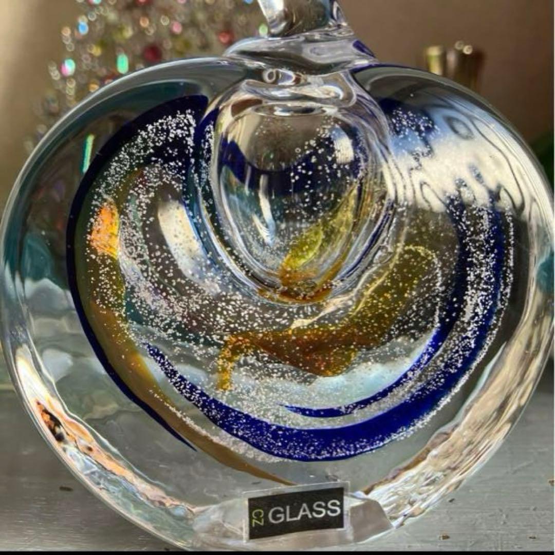 チェコ　CZ GLASS工房　作家もの　りんご