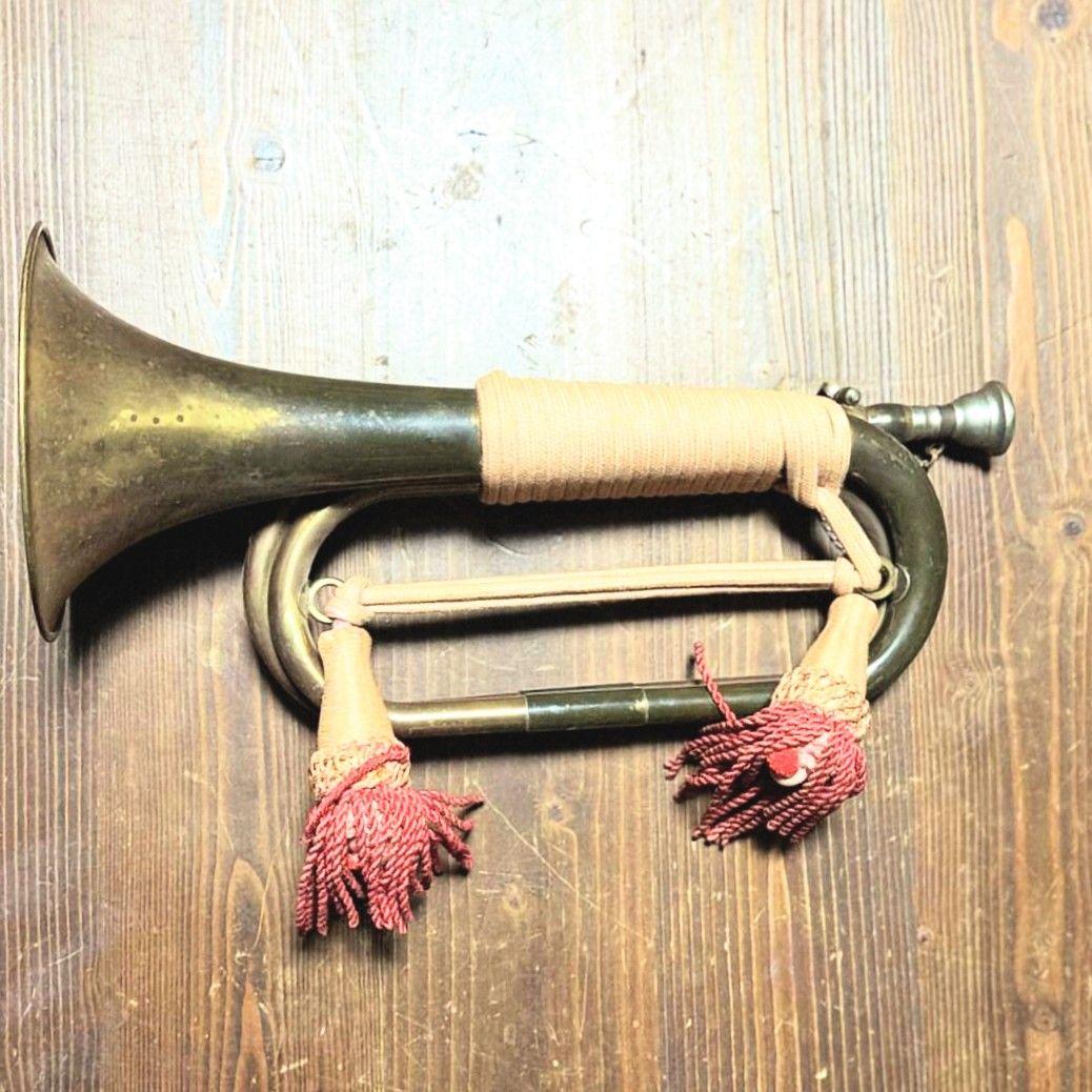 【当時物】旧日本軍・軍隊ラッパ（喇叭）信号ラッパ・突撃ラッパ 二巻④【紐状態良】