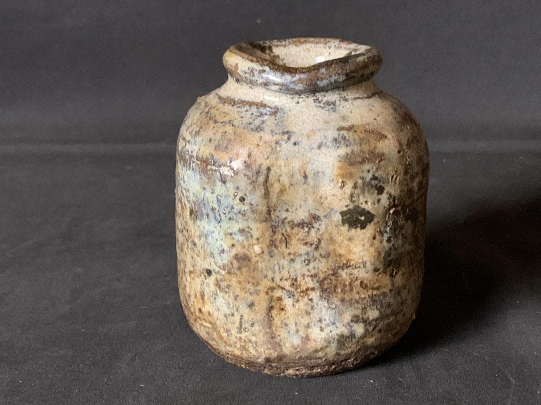 唐津焼 三里窯 浜本洋好造 掛花入 旅枕 共箱 茶道具 896