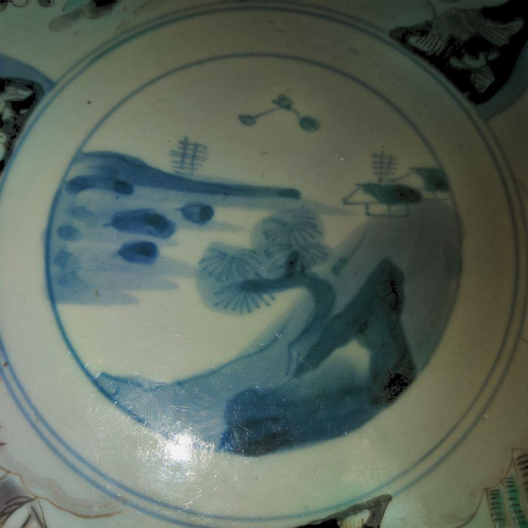 古伊万里　輪花金彩色絵7寸皿　吉祥文