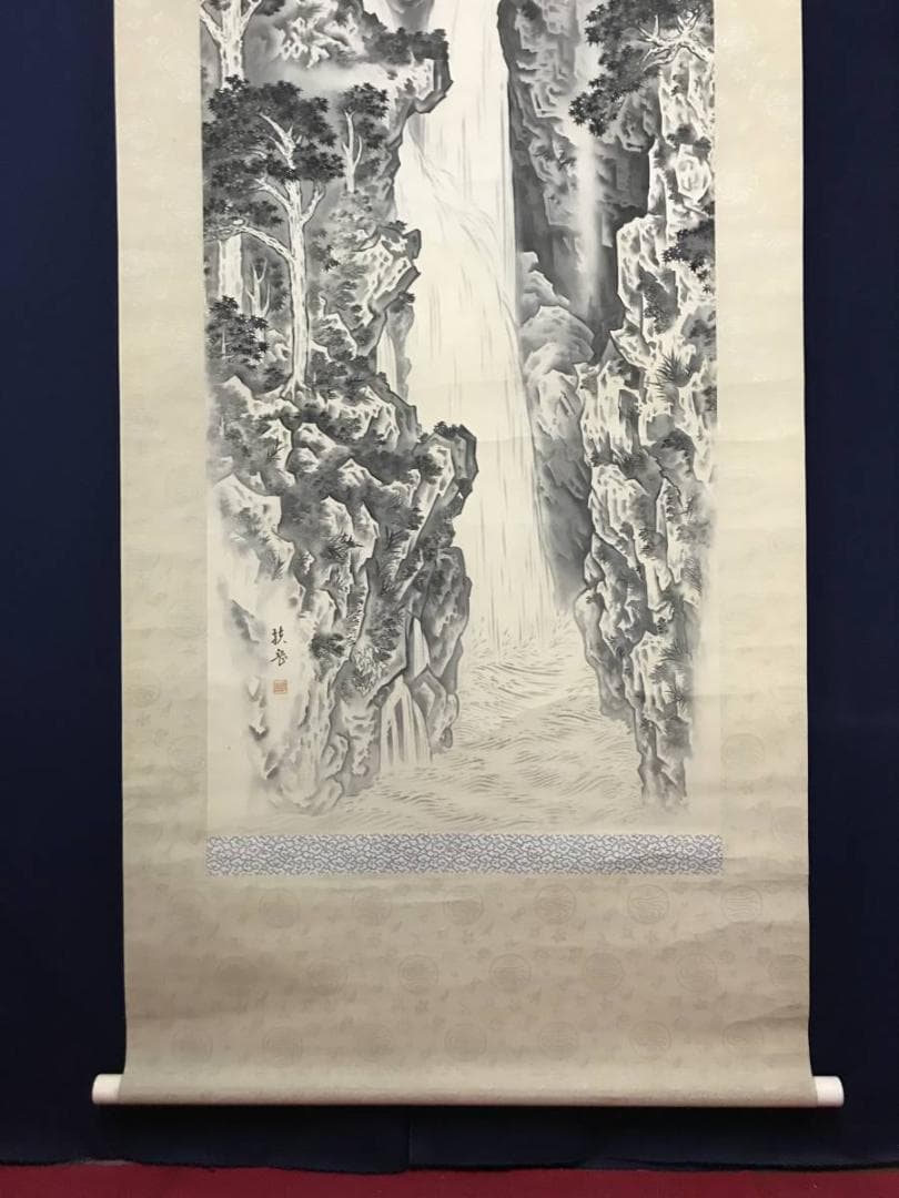 【真作】扶岳/滝図/掛軸/名家伝来/AB-790