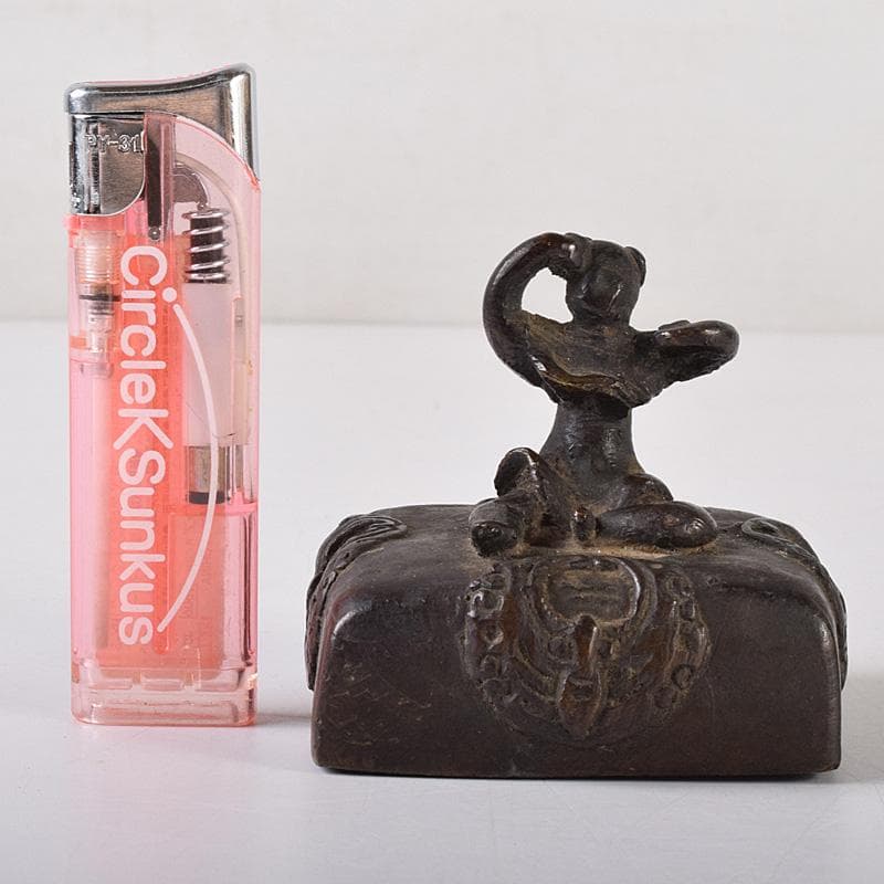 中国　書道具　篆刻　古銅　唐子摘　印材　V　7465