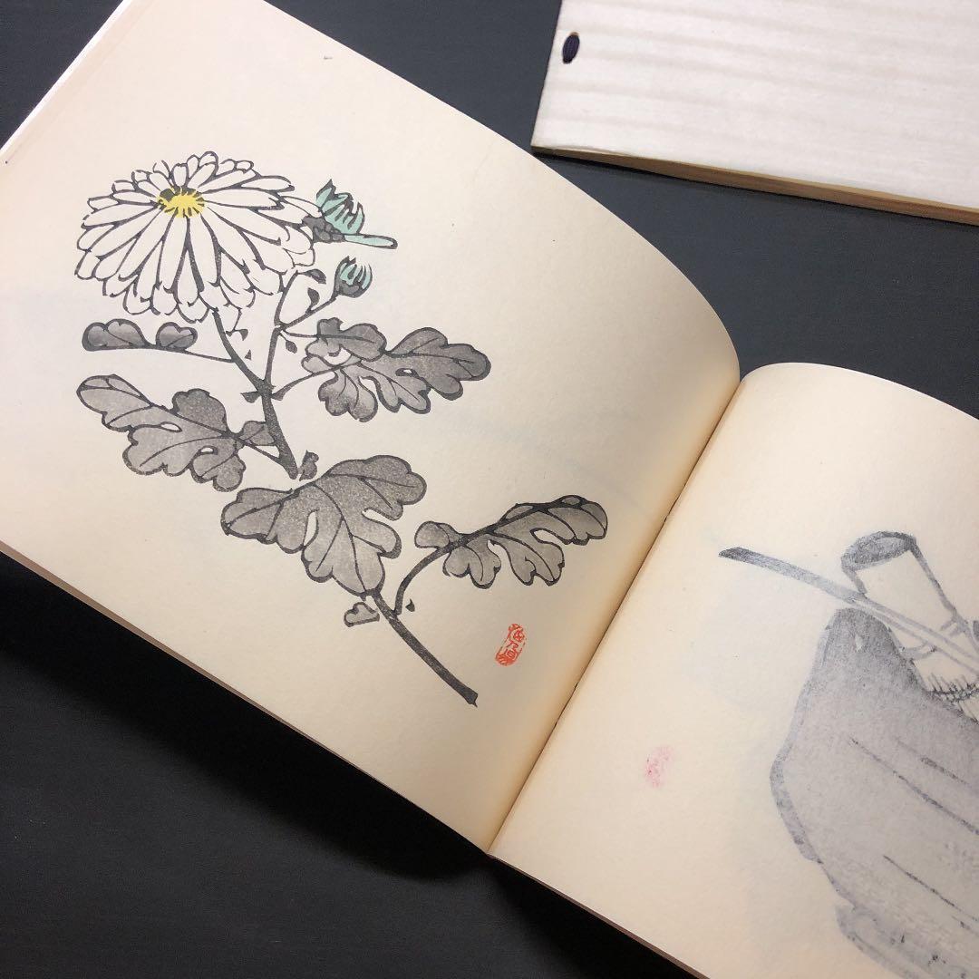 5284 木版画集 *栖鳳習画帖 全4冊* 山水 風景 鳥 動物 古書 絵図集