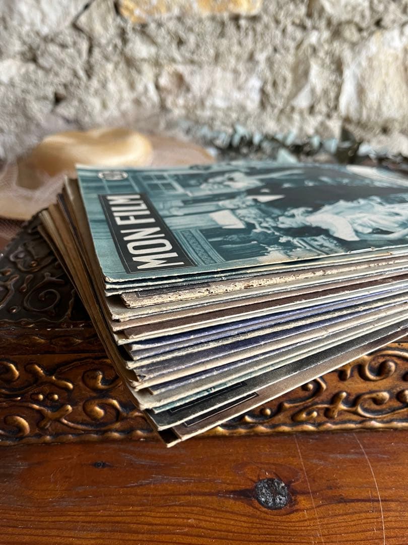 ◆フランスアンティークA希少映画シネマ雑誌monfilm紙スター俳優女優パンフ