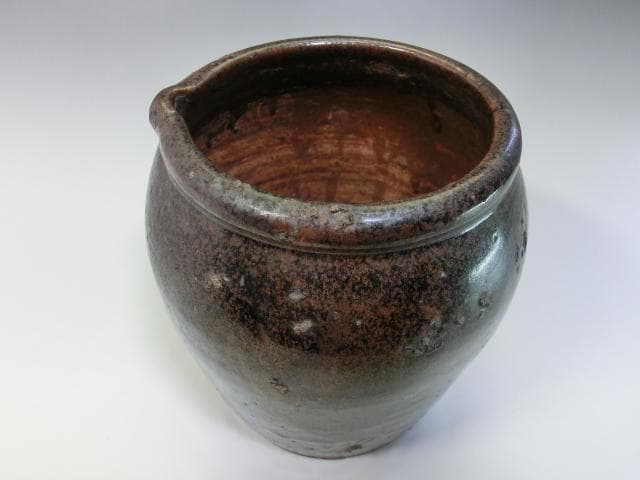 壷■古いお歯黒壷 江戸期 越前焼 古越前 鉄漿壷 水差し 水注 時代物 骨董品■