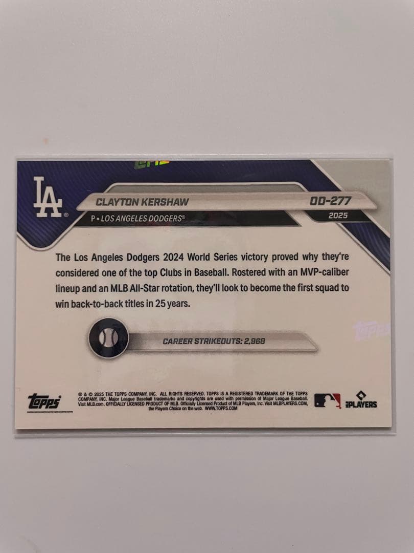 topps now クライトン•カーショー投手 Opening Day 5枚限定