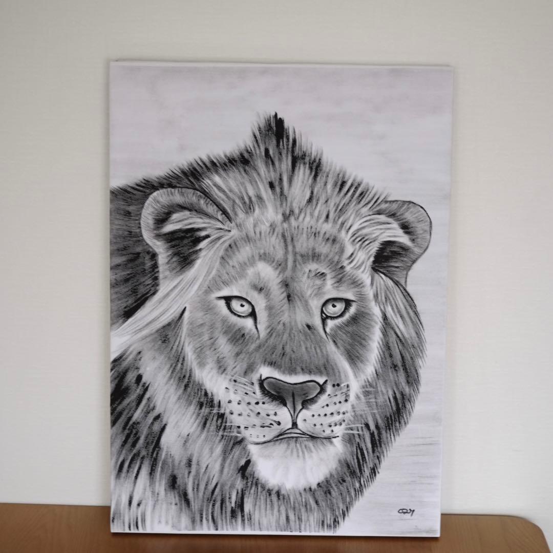 現代アート　虎　刺繍画　絵画　キャンバス