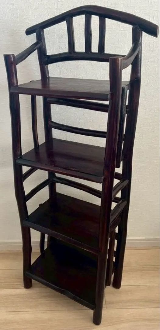 ウッドラック　原木ナチュラル4段　ダークブラウン