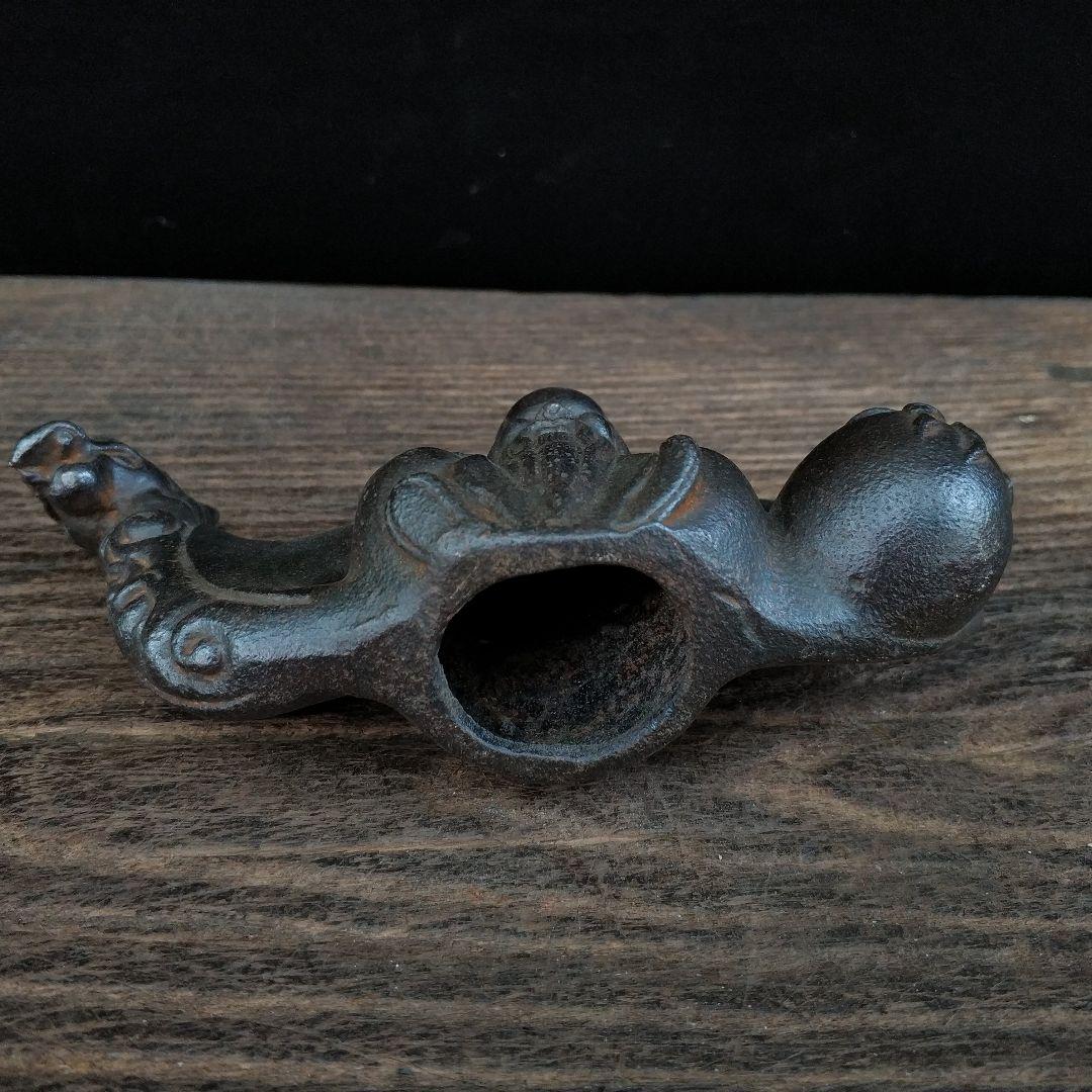 鉄器 竜頭 寿星 筆立て 書道具 文房具 工芸品 美術品 置物
