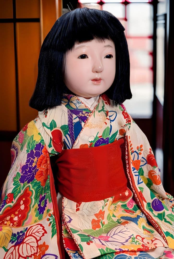 w*e様 市松人形 　川島秀山　(清次郎)　花柄着物　12号