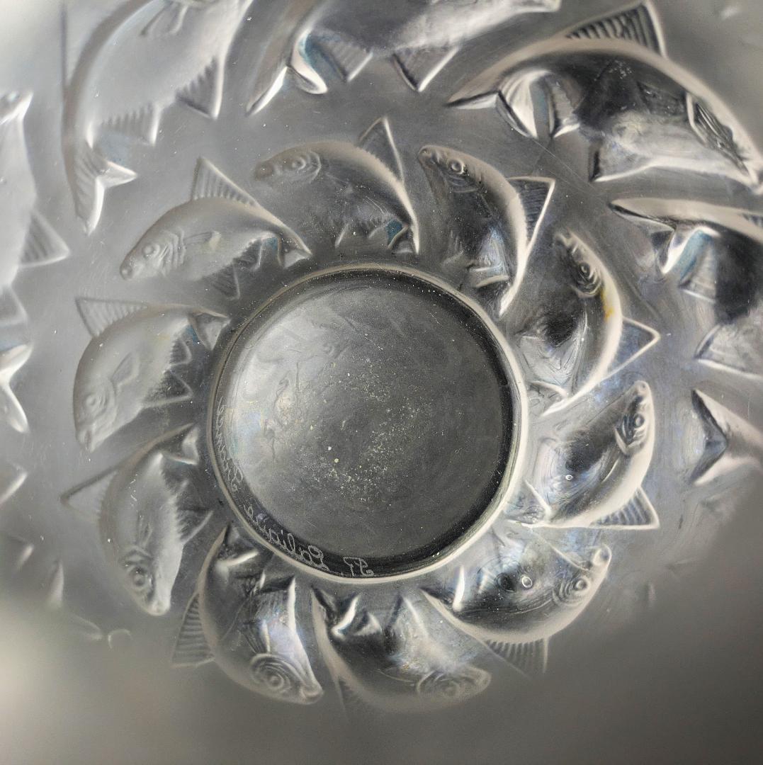 希少なアールデコ★ルネ・ラリック カマレ 魚群文球形花瓶フロスト14㎝