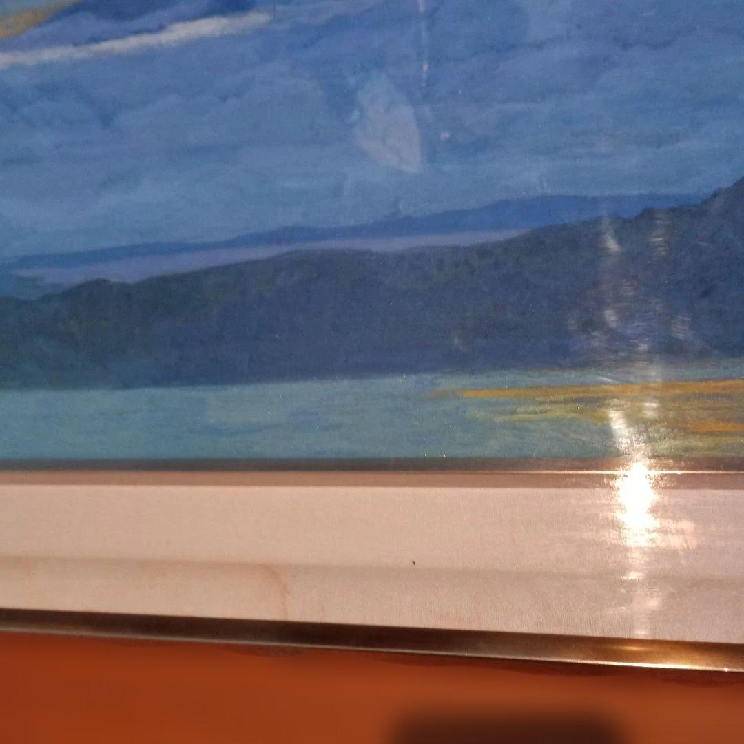 富士山と湖　 日本画 アルミフレーム　辰雄