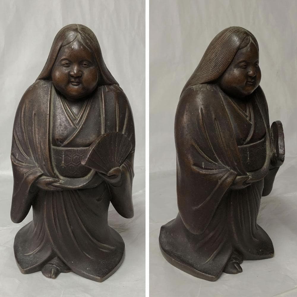 e2722 備前焼 お福 高さ24cm お多福 お福人形 お福さん 置物