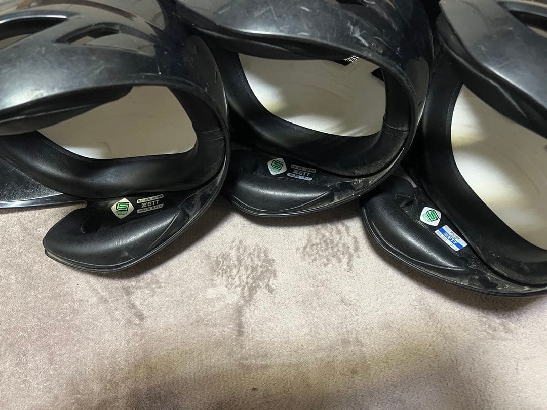バッター用ヘルメット 3個セット 黒