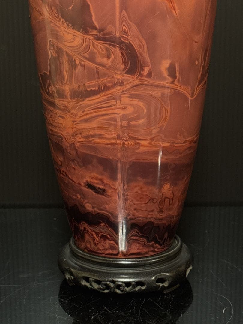 中国古玩 乾隆硝子 ガラス 練上 マーブル 花瓶