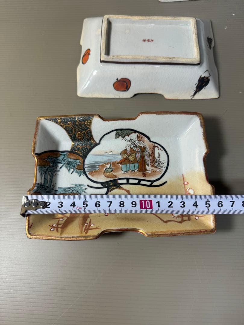 2374  九谷焼　角皿　5客　時代物