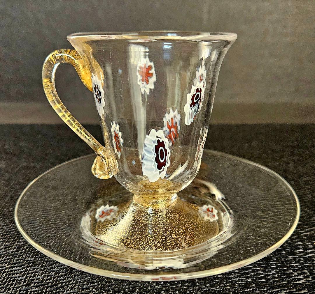 MADE　IN　MURANO　ITALY　イタリア製　ムラーノ　カップ&ソーサ