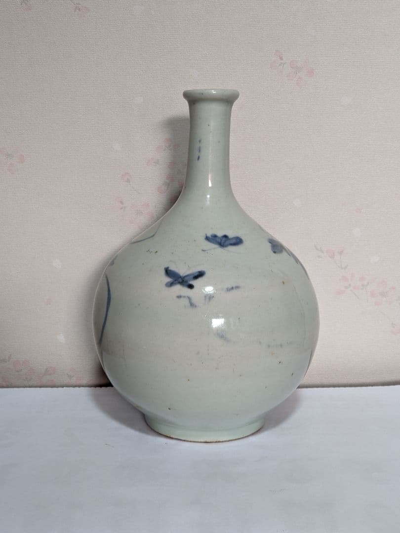 ♦江戸時代中期 古伊万里 染付花鳥文様 徳利 瓶 コレクション骨董品アンティーク