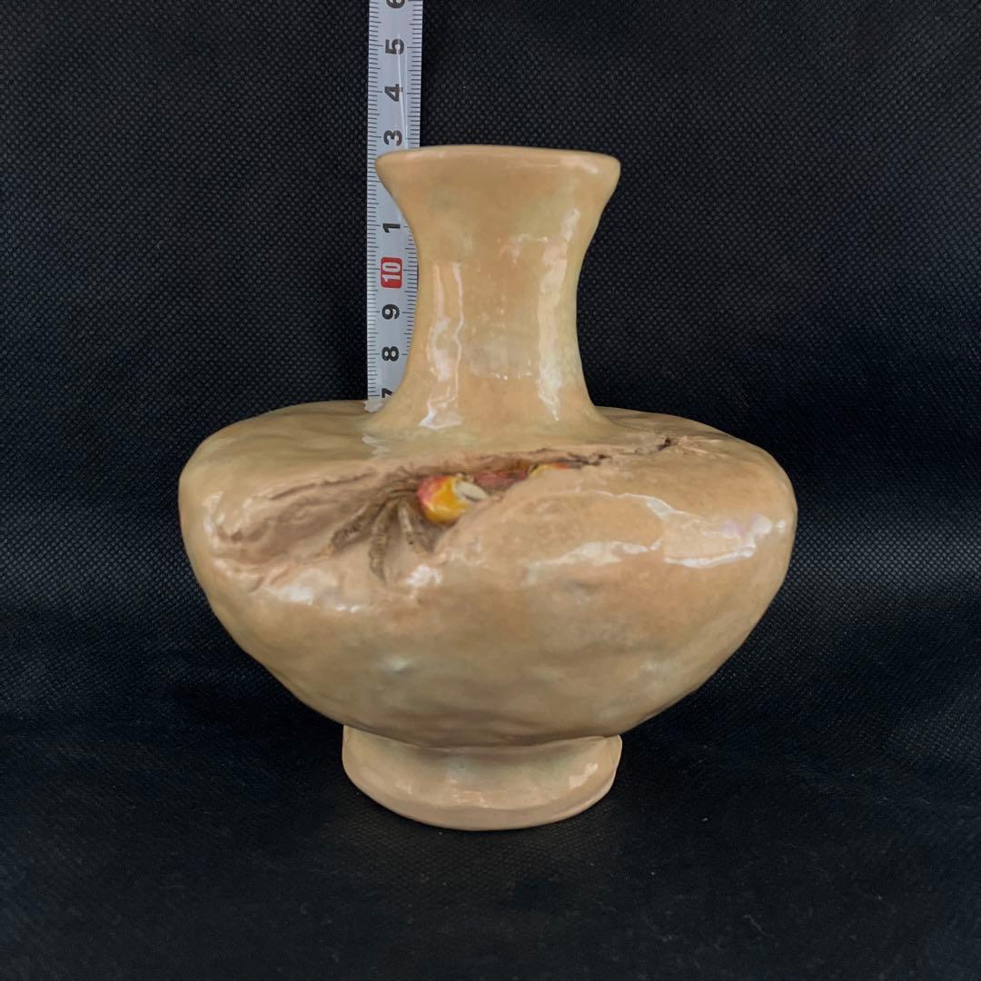 二六焼　楽山焼　水月焼　佐々木二六　　天神蟹　花瓶　花器　一輪挿し　年代物　珍品